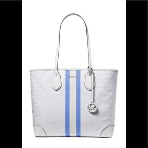 MK Eva Stripe Tote Grecian blue/silver